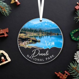 Lerime66 Denali National Park Christmas Acrylic Ornament, Denali National Park in Alaska, US Ornament Christmas Tree Decor, National Parks Travel Souvenir Gift Friends, Family