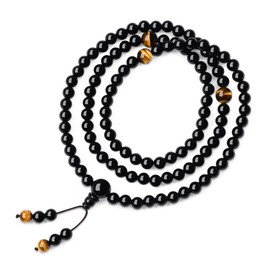 COAI Unisex 108 Mala Prayer Beads, Onyx, Tiger Eye