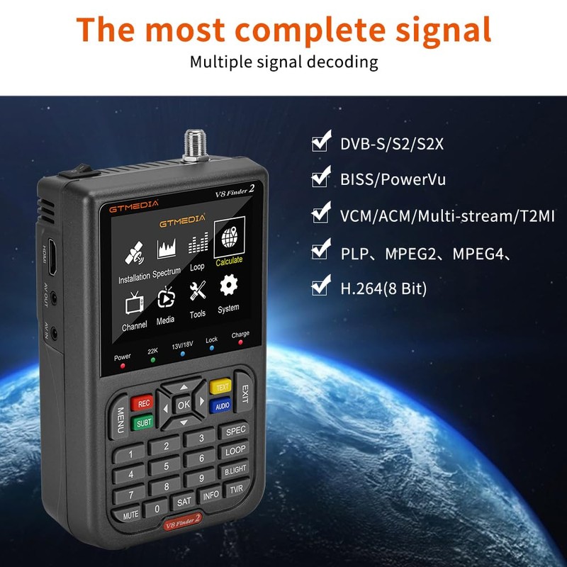 GT Media V8 Finder2 Satellite Finder Digital FTA DVB-S/S2/S2X Signal