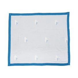 BEBELOP Beberotti Premium Muslin Blankets Baby Toddler Quilt 4 Layers%100 Cotton Stroller Blanket Nursery Skin-Friendly Baby Swaddle Blankets (White-Blue Cloudy, Baby 0-3 Age)