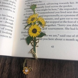 SSLBeryl Bookmarks for Book Lovers Book Marks for Reading Women Birthday Graduation Christmas Gifts for Her Cute Metal Bookmark Book Markers Stocking Stuffers for Teens (Sunflower)