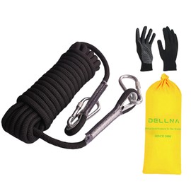 Dellna Outdoor Static Climbing Rope for Adults - High Strength Rope for Rock Climbing, Tree Climbing, Hiking, Arborist, Rescue & Camping - Black(10m/32ft, 20m/64ft, 30m/96ft)