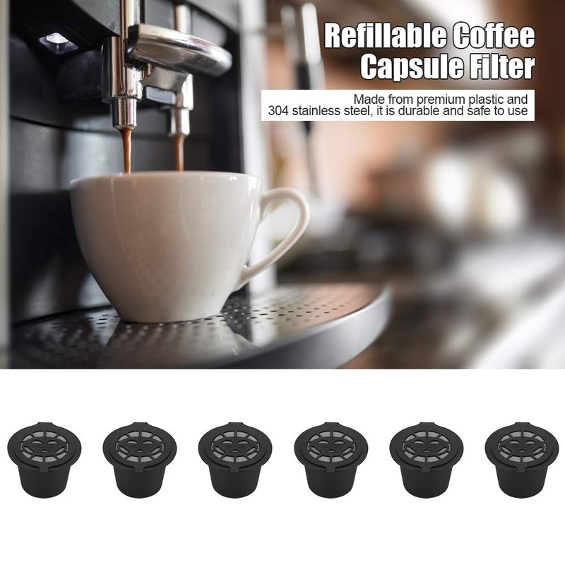 Café Recargable, 6 Piezas de Plástico y Acero Inoxidable Recargables