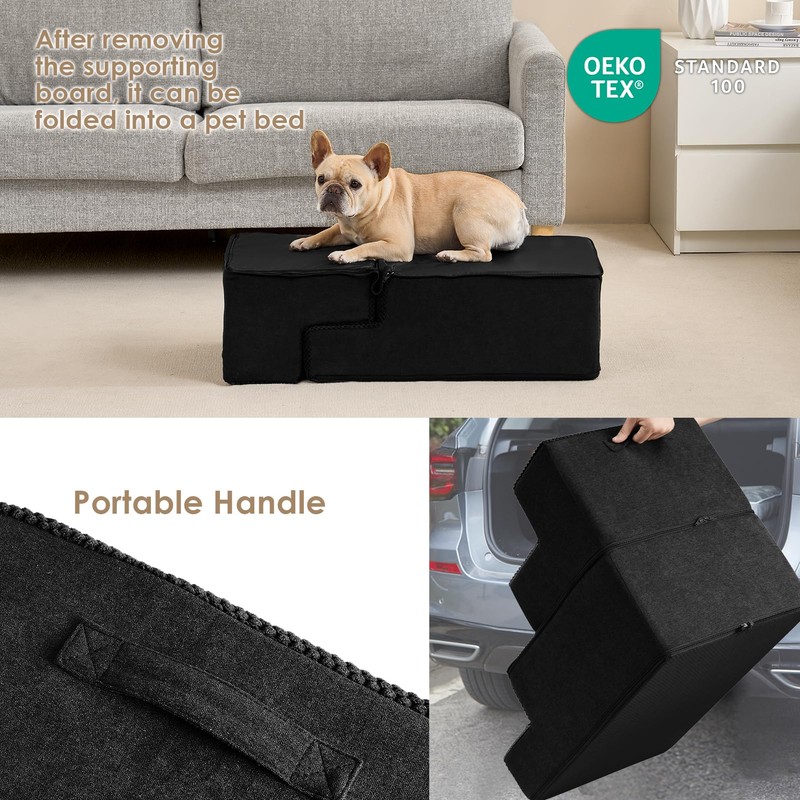 EHEYCIGA Dog Stairs for Bed 18" H, 4-Step Dog Steps