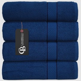 Casabella Pack of 2 Large Jumbo Bath Sheets 100% Egyptian Combed Cotton Big Beautiful Towels_Blue_2pcs