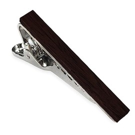 Neck Tie Clips Men Set, Tie Bar Necktie Clip For Wedding Anniversary or Groomsmen Parties & Business Meetings M-T-T1B (Black Wood Tie Clip - 1.97 Inch /5 cm)