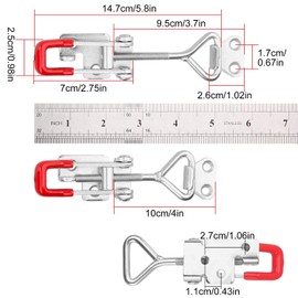 10PCS Adjustable Toggle Latch Clamp 550 lbs Holding Capacity Toggle Latch Hasp Clamp GH-4002 Quick Release Pull Latch Black Metal Draw Latch for Door, Box Case Trunk, Smoker Door, Jig