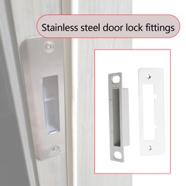 SG Store 1 Set of Door Lock Plate 108mm Hole Center Distance with Screws Stainless Steel Door Strike Plate for Home Light Grey Door Accessories,132x41.7mm