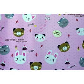 Gift Wrapping Paper - Lovely Pets - Panda, Cat, Rabbit and Bear