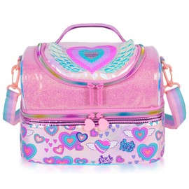PinkSheep Kids Double Decker Cooler Insulated Lunch Bag Large Tote for Boys, Girls, Men, Women, with Adjustable Strap, Unicorn (Heart)