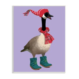 Stupell Industries Festive Winter Goose with Scarf and Hat, Designed by Sally Springer Griffith Wall Plaque, 13 x 19, Multi-Color