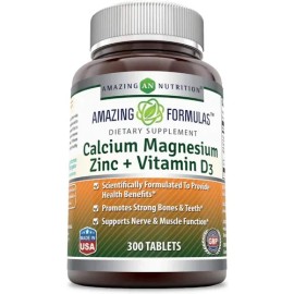 Suplemento Tabletas Calcio Magnesio Zinc Vitamina D3 Amazing Nutrition