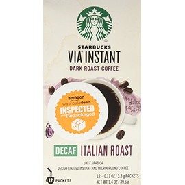 Starbucks Coffee 12-servings Extra Bold Decaffeinated Starbucks VIA Ready Brew Decaf Italian Roast Coffee, Instant 39.6g.