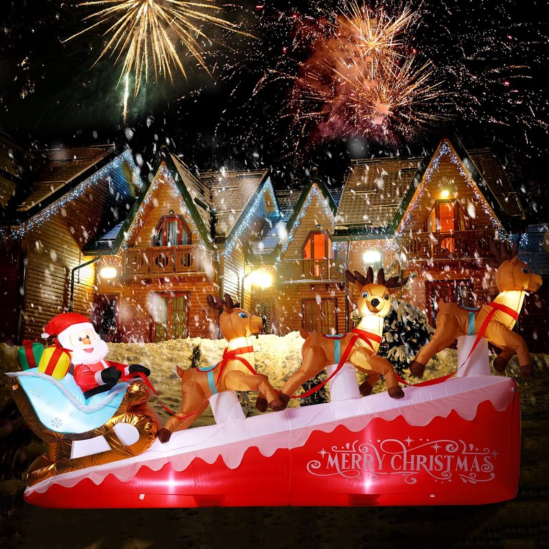 9 ft Wide Christmas Inflatables Decorations Merry Christmas Inflatable Santa