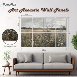 FurnoFlexArt Acoustic Panels Tiles Decorative Room Sound Proof Foam Absorbing Panels Noise Dampening Canceling Reducing Blocker for Walls (Countryside Bloom, 48 * 32 in)