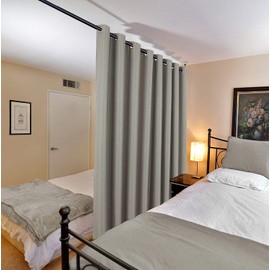 H.VERSAILTEX Room Darkening Linen Curtain for Sliding Door (100" W x 108" L) Extra Wide Primitive Burlap Linen Room Divider Curtain for Living Room/Patio (9ft Tall by 8.5ft Wide, Heather Taupe)