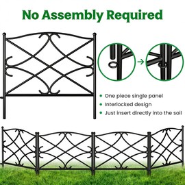 AMAGABELI GARDEN & HOME 5 Panels 32in(H)×10ft(L) Decorative Garden Fences and Borders for Dogs Rustproof Metal No Dig Fence Panels Garden Edging Border for Animal Barrier Flower Beds Yard Patio