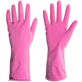 ForPro Natural Rubber Gloves, 6 Pairs Reusable Multi-Purpose Household Cleaning Gloves with Soft Inner Lining, Waterproof & Chemical-Resistant, Cotton Candy, Small