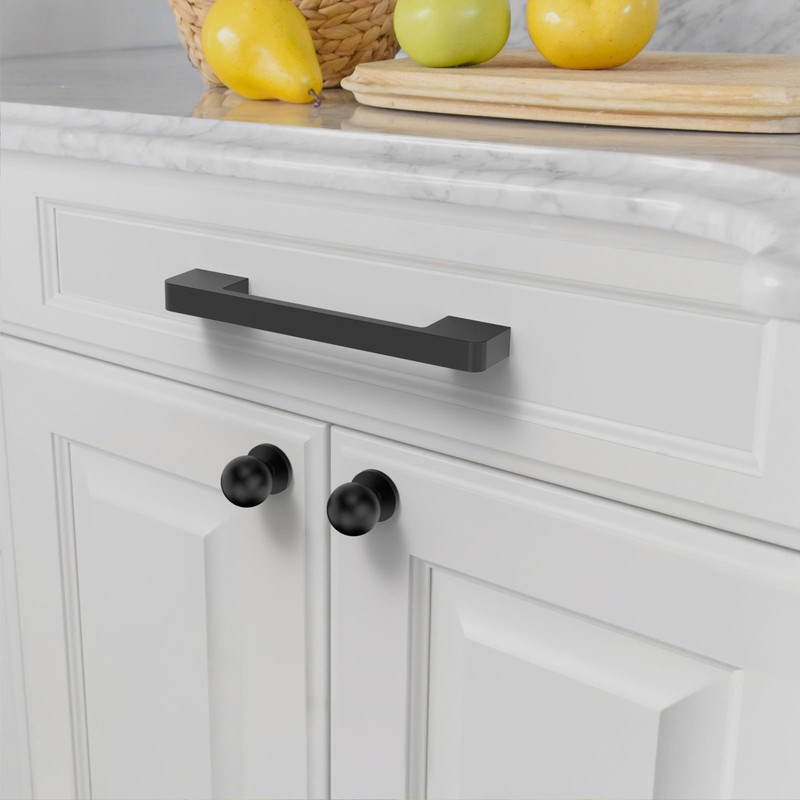 Amerdeco 10 Pack Matte Black Cabinet Pulls 5 Inch(128MM) Hole