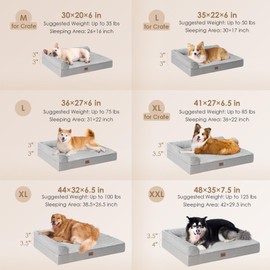 EHEYCIGA Orthopedic Dog Bed Medium Size Dogs, Memory Foam Dog Bed with Washable Removable Cover, Waterproof Pet Sofa Couch for Crate with Nonskid Bottom, 30x20x6, Grey