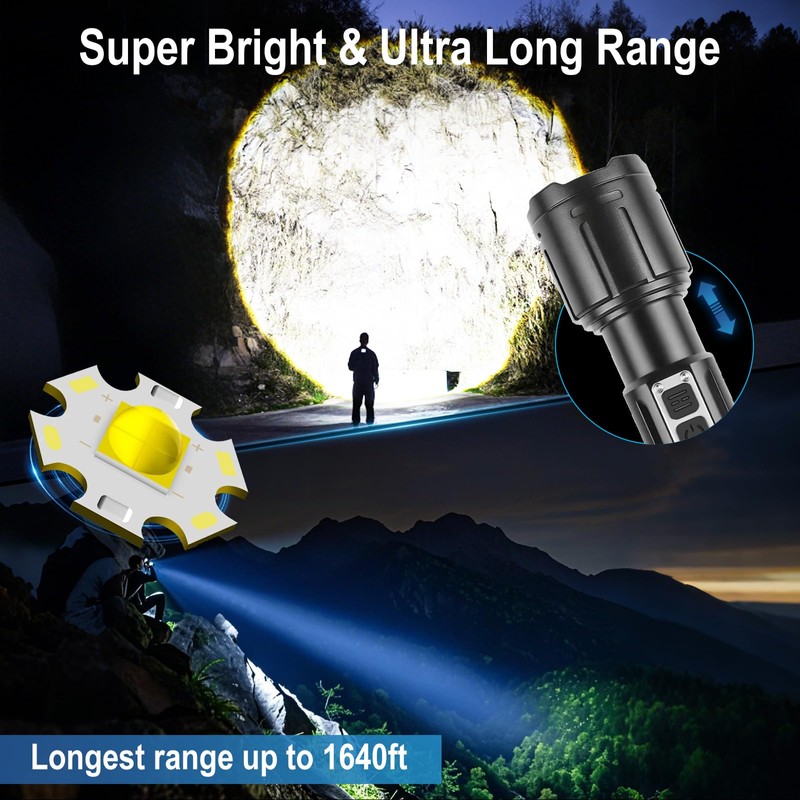 HOSONIC Flashlights High Lumens Rechargeable, LED Super Bright Flashlight, Linternas