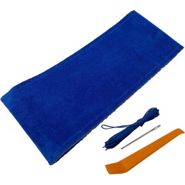 Steering Wheel Cover Braided Suede Leatherette Steering Wheel Cover Small Medium (Blue Fabric, Blue Thread, Small)