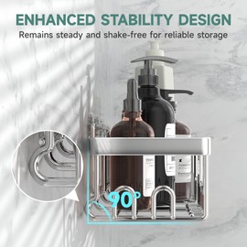 Veken Shower Caddy 6-Pack, Family Choice Award Winner, Large Wall Mounted Shower Rack, Bathroom Shelves Over Toilet, Organizer Storage Accessories with Soap Dish & Toothbrush Holder, Silver