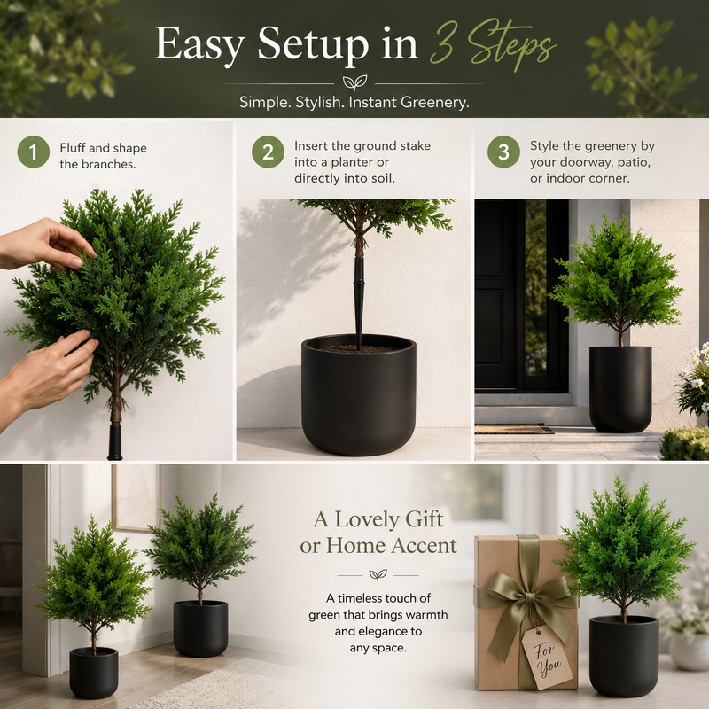 Artificial Cypress Topiary Trees for Indoor & Outdoor Décor –