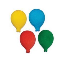 Item#33986 - Bright Multi-colored Balloons Edible Sugar Cake Topper - Pack of 16 (Birthday)