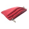Super Soft Leather 3 Zipped Compartment Coin Purse (Red)