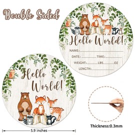 Birth Stat Sign for Newborn, Woodland Animals Baby Announcement, Forest Hello World Name Sign for Hospital Birth Announcement, Gift for New Mom, Baby Shower, Pregnancy Announcement, Photography Prop