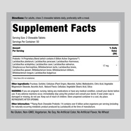 Piping Rock Probiotic Multi Enzymes | 17mg | 100 Chewable Tablets | 14 Strains with 6 Billion CFU | Berry Flavor | Non-GMO, Gluten Free Supplement