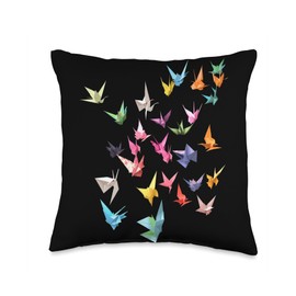 Origami Master Folding Paper Craft Origami Cranes Japanese Art Paper Folding Artist Throw Pillow, 16x16, Multicolor