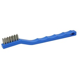 Weiler 44075V Small Handle Wire Scratch Brush, Stainless Steel Fill, Plastic Block, 3 x 7 Rows, Vending Ready