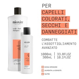 Nioxin - Sistema 4 - Champú Fortalecedor - Para Cabello Teñido y Dañado con Debilitamiento Avanzado - Con Biotina y Niacinamida (300ml)