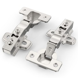 Chibery 2 Pack 丨 105° Full Overlay Soft Close Concealed Frameless Cabinet Hinges, Satin Nickel, Stop at Will 45-105 Degree, Self Closing, 3D Adjustment, Clip On, Stainless Steel for Home Office
