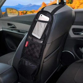 CCR Technology Black Front Seat Side Storage Hanging Mesh Pocket Bag Fits Car RVs Truck
