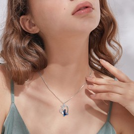 WINNICACA Butterfly Necklace Jewellery Gifts for Women S925 Sterling Silver with Blue Butterfly Crystal Pendant for Girls Birthday