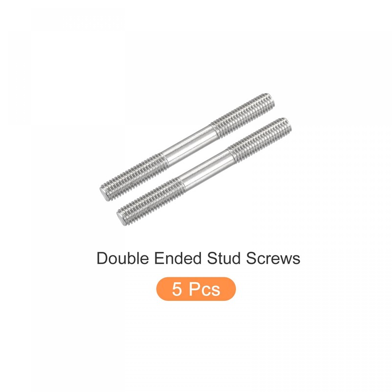 sourcing map Double Ended Stud Screws (M8 Thread 80mm Length)