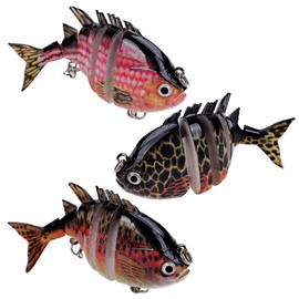 Balifly Topwater Crank Bait Fishing Lures 6 Segments Lifelike Robotic Fishing Lures for Walleye Trout Pike Bass Saltwater Freshwater Fishing Gear 3.15in/0.53oz 3pcs FS/YE-03(A,3pcs)