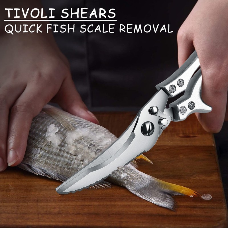 TIVOLI Heavy Duty Poultry Shears - Kitchen Shears with Serrated