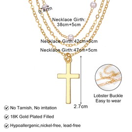 L0famy Cross Necklace Women 3Pcs, Gold Multilayer Clavicle Chain Dainty Cross Necklace Minimalist Trendy Gifts Pendant Birthday Gift Ideas for Women Girl Teenage