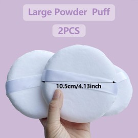 2pcs 4.13" Large Powder Puff, Round Fluffy Velour Powder Puff with Case, Jumbo Pure Cotton Powder Puff, Super Soft Velour Body Powder Puff for Loose Body Powder Cosmetic Foundation Sponge