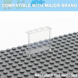 MALEKO Transparent Clear Window House Building Bricks, Classic Flat Plates Pieces and Parts Block Compatible with Major Brands (Clear 30pcs 1x4x3)