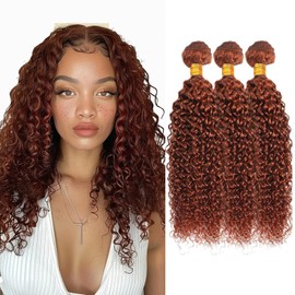 Reddish Brown Kinky Curly Human Hair Bundles 24 26 28 Inch Unprocessed Brazilian Weaves for Fluid and Dynamic Hairstyles