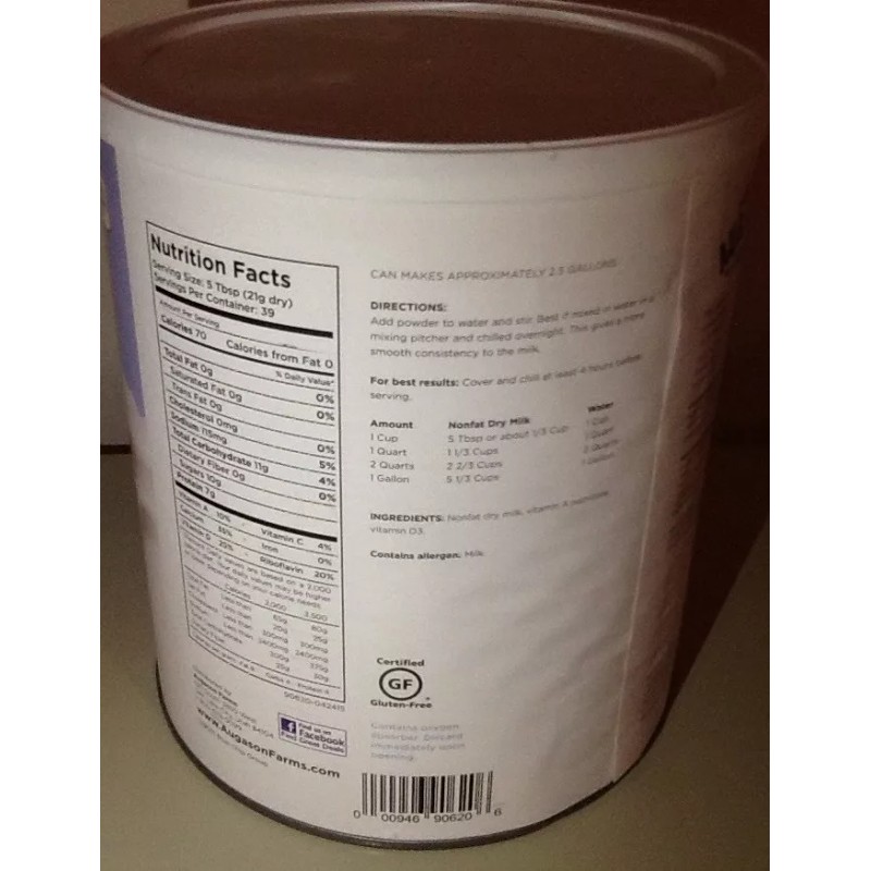 Augason Farms Country Fresh 100% Instant Non-Fat Dry Milk Emergency