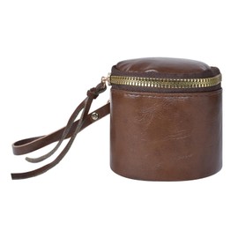 Leather coin purse, square, small wallet with zip, key pocket, coin purse, small vintage coin bag for coins, lipstick, credit cards, ID cards, receipts, brown, Zip Wallet