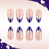 Blue French Tip Press on Nails Medium Almond Fake Nails