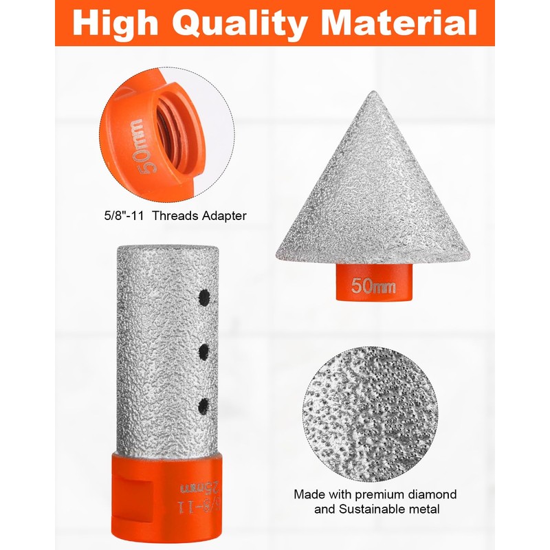 AOKLIT 3 PCS Diamond Beveling Chamfer Bits Set, Tile Cone