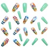 24Pcs Medium Length Press on Nails Light Green Fake Nails